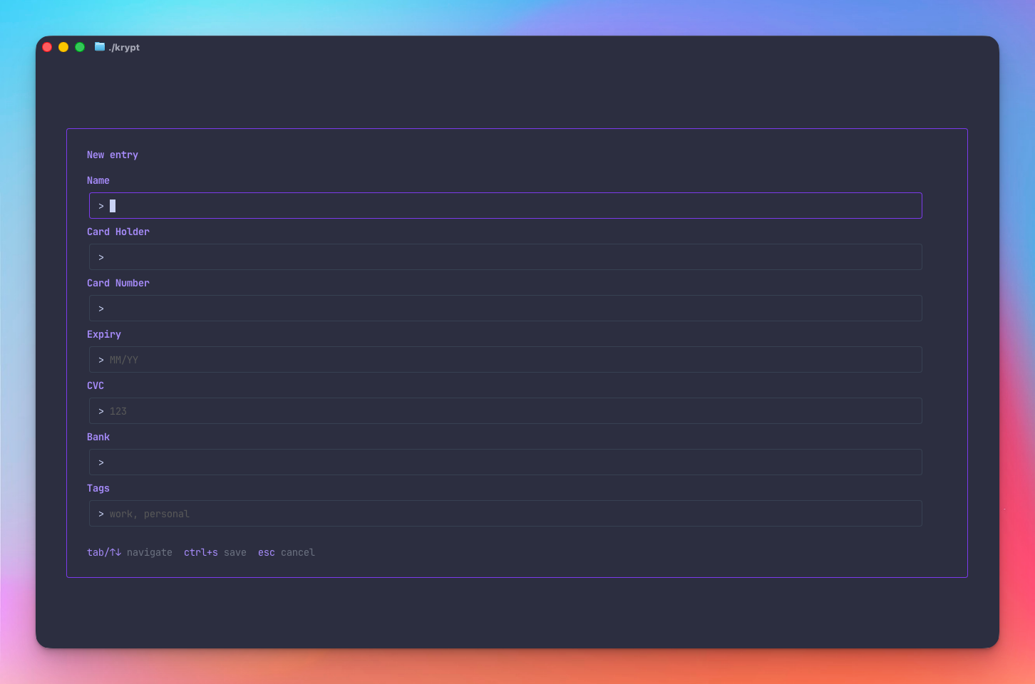 Add entry form